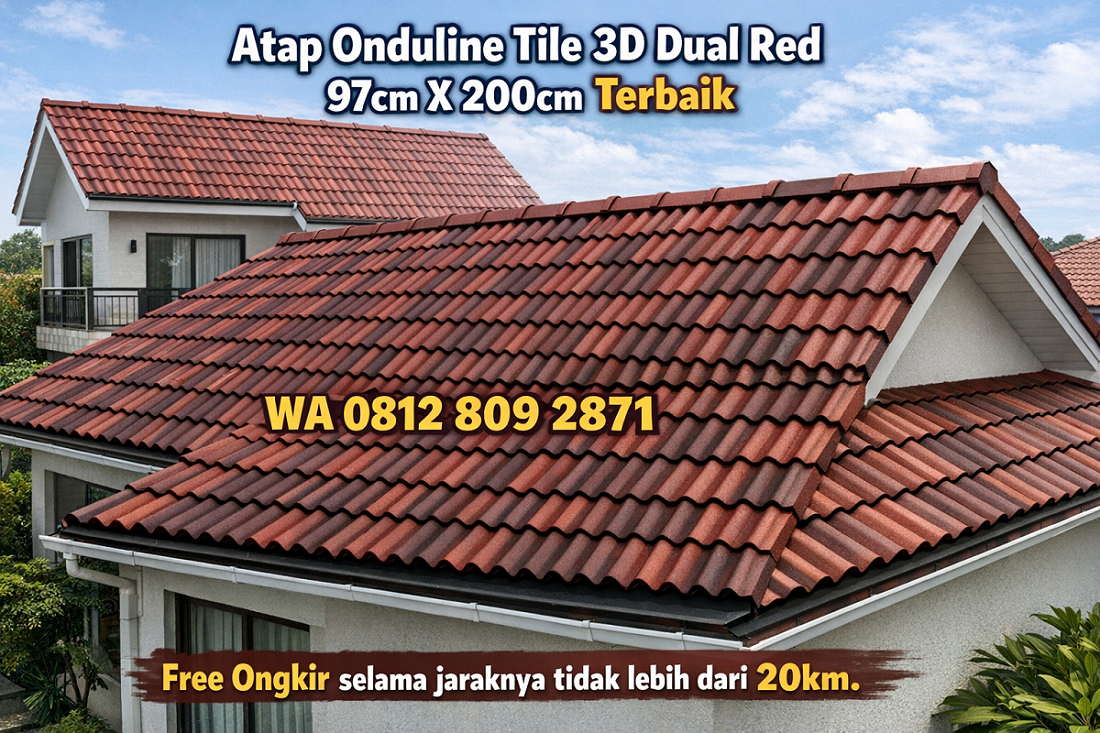 Harga Atap Onduline Tile 3D Dual Red 97cm 08128092871