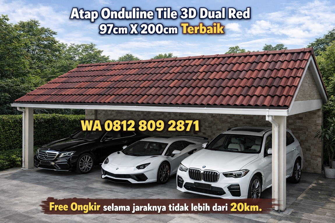 Harga Atap Onduline Tile 3D Dual Red 97cm Bekasi 08128092871